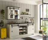 Kche Stove in wei Pinie und anthrazit Landhaus Kchenschrank Set 3-teilig