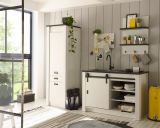 Kche Stove in wei Pinie und anthrazit Landhaus Kchenschrank Set 3-teilig