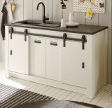 Kche Stove in wei Pinie und anthrazit Landhaus Kchenschrank Set 4-teilig