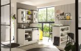 Kche mit Theke Stove in wei Pinie und anthrazit Landhaus Kchenschrank Set 6-teilig