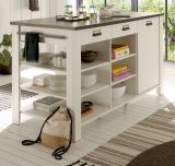 Kcheninsel Stove in wei Pinie und anthrazit Landhaus Kchenschrank freistehend 162 x 77 cm