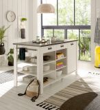 Kcheninsel Stove in wei Pinie und anthrazit Landhaus Kchenschrank freistehend 162 x 77 cm