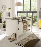 Kcheninsel Stove in wei Pinie und anthrazit Landhaus Kchenschrank freistehend 162 x 77 cm