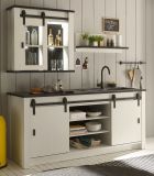 Kchenregal Stove in wei Pinie und anthrazit Landhaus Kche Wandregal 90 x 30 cm Gewrzregal