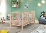 Babyzimmer Babybett Universal in Massivholz Buche Klarlack Gitterbett mit Schlupfsprossen und Lattenrost Liegeflche 70 x 140 cm