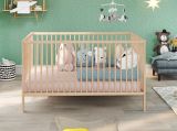 Babyzimmer Babybett Universal in Massivholz Buche Klarlack Gitterbett mit Schlupfsprossen und Lattenrost Liegeflche 70 x 140 cm