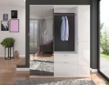 Garderobe ProjektX in wei� Hochglanz Garderobenschrank mit Spiegelt�r 152 x 193 cm