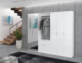 Garderobe ProjektX in wei� Hochglanz Garderobenschrank mit Spiegelt�r 152 x 193 cm
