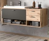 Waschbeckenunterschrank MIT Waschbecken Grado in Nox Eiche und grau matt Waschtisch hngend 138 cm