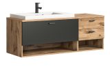 Waschbeckenunterschrank MIT Waschbecken Grado in Nox Eiche und grau matt Waschtisch hngend 138 cm