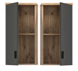 Badezimmer Hngeschrank Grado in grau matt und Nox Eiche Badschrank hngend 37 x 75 cm