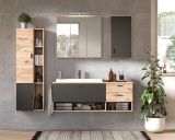 Badmbel Set Grado 5-teilig in Nox Eiche und grau matt Badkombination mit Waschbecken 201 x 192 cm