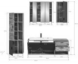 Badmbel Set Grado 5-teilig in Nox Eiche und grau matt Badkombination mit Waschbecken 201 x 192 cm