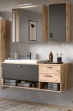 Badmbel Set mit Waschbecken Grado in Nox Eiche und grau matt Badkombination hngend 138 x 192 cm