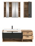 Badmbel Set mit Waschbecken Grado in Nox Eiche und grau matt Badkombination hngend 138 x 192 cm