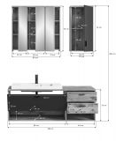 Badmbel Set mit Waschbecken Grado in Nox Eiche und grau matt Badkombination hngend 138 x 192 cm
