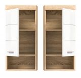Badezimmer Hngeschrank Lambada in wei Hochglanz und Sonoma Eiche Badschrank hngend 37 x 79 cm