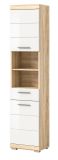Badezimmer Hochschrank Lambada in wei Hochglanz und Sonoma Eiche Badschrank 37 x 191 cm