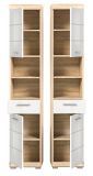 Badezimmer Hochschrank Lambada in wei Hochglanz und Sonoma Eiche Badschrank 37 x 191 cm