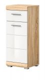 Badezimmer Kommode Lambada in wei Hochglanz und Sonoma Eiche Badschrank 37 x 88 cm