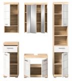 Badmbel Set 5-teilig Lambada in wei Hochglanz und Sonoma Eiche Badkombination 164 x 191 cm