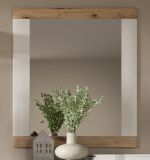 Garderobenspiegel Laredo in wei matt und Nox Eiche Landhaus Flur Spiegel 73 x 82 cm