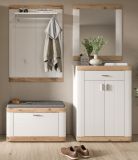 Garderobenspiegel Laredo in wei matt und Nox Eiche Landhaus Flur Spiegel 73 x 82 cm