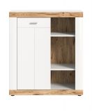 Kommode Laredo in wei matt und Nox Eiche Landhaus Wohn- und Esszimmer Highboard 91 x 104 cm