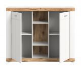 Sideboard Laredo in wei matt und Nox Eiche Landhaus Wohn- und Esszimmer Kommode 131 x 104 cm