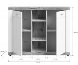 Sideboard Laredo in wei matt und Nox Eiche Landhaus Wohn- und Esszimmer Kommode 131 x 104 cm