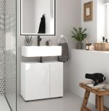 Waschbeckenunterschrank Vira in wei Hochglanz Badezimmer Unterschrank 60 x 56 cm