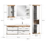 Badmbel Set mit Waschbecken Laredo in wei matt und Nox Eiche Landhaus Badkombination hngend 193 cm