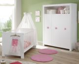 Babyzimmer Olivia in wei komplett Set 2-teilig mit Kleiderschrank und Babybett
