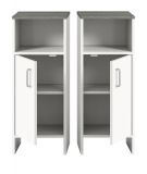 Badezimmer Kommode LosAngeles in wei und Rauchsilber grau Badschrank 32 x 82 cm
