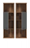 Badezimmer Hochschrank Ramon in grau matt und Flagstaff Eiche Badschrank hngend 35 x 112 cm