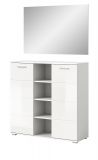 Garderobe Set 2-teilig Prego in wei Hochglanz Garderobenkombination mit Schuhschrank und Spiegel 110 x 191 cm