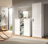 Garderobe Set 2-teilig Prego in wei Hochglanz Garderobenkombination mit Schuhschrank und Spiegel 110 x 191 cm