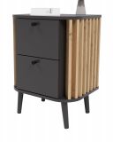 Nachttisch Pure in grau und Artisan Eiche mit 3D-Lamellen Nachtkommode in Komforthhe 45 x 60 cm