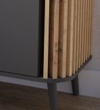 TV-Lowboard Pure in grau und Artisan Eiche mit 3D-Lamellen TV Unterteil 138 x 50 cm