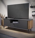 TV-Lowboard Pure in grau und Artisan Eiche mit 3D-Lamellen TV Unterteil 138 x 50 cm