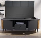 TV-Lowboard Pure in grau und Artisan Eiche mit 3D-Lamellen TV Unterteil 138 x 50 cm