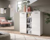 Highboard Prego in wei Hochglanz Wohn- und Esszimmer Kommode 110 x 108 cm