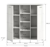 Highboard Prego in wei Hochglanz Wohn- und Esszimmer Kommode 110 x 108 cm