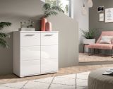 Kommode Prego in wei Hochglanz Wohn- und Esszimmer Sideboard 80 x 83 cm