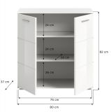 Kommode Prego in wei Hochglanz Wohn- und Esszimmer Sideboard 80 x 83 cm