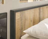 Bett Stove in Used Wood hell und anthrazit Einzelbett Liegeflche 140 x 200 cm