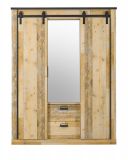 Kleiderschrank Stove in Used Wood hell und anthrazit Schiebetrentrenschrank 3-trig mit Spiegel 163 x 209