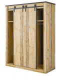 Kleiderschrank Stove in Used Wood hell und anthrazit Schiebetrentrenschrank 3-trig mit Spiegel 163 x 209