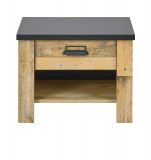 Nachttisch Stove in Used Wood hell und anthrazit Nachtkommode mit Schubkasten 60 x 46 cm