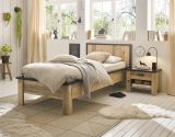Schlafzimmer Set 2-teilig Stove in Used Wood hell und anthrazit mit Einzelbett Liegeflche 90 x 200 cm und Nachttisch